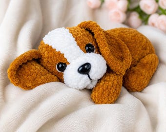 Amigurumi Hund Virkmönster PDF, Söt Valp Plysch Handledning, Nybörjarvänlig DIY-present