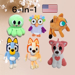 Crochet Pattern  set of 6 toys,  Amigurumi tutorial PDF in English