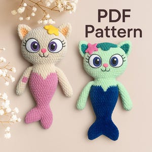 Crochet Mermaid Cat Pattern: Amigurumi Plush Toy (PDF Tutorial)