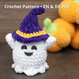 Halloween Crochet Ghost Pattern: Plush Witch Amigurumi (PDF Download, English & German Instructions)
