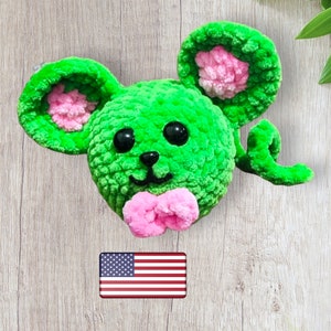 Crochet Pattern mr. Greenie Mouse, Amigurumi tutorial PDF in English