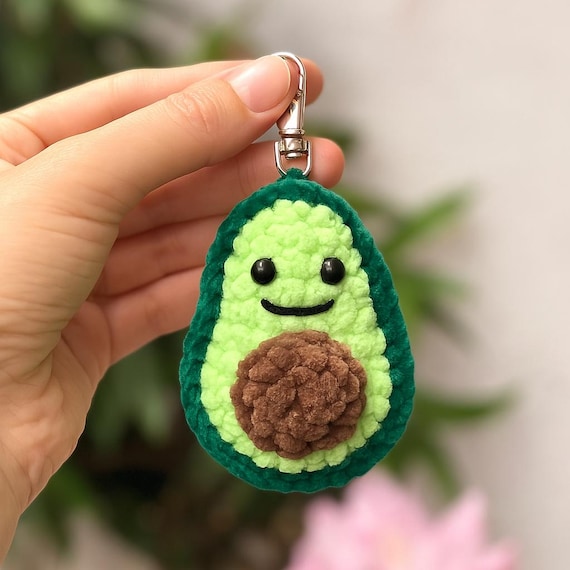 アボカドの編み図 – かわいいぬいぐるみキーホルダー、簡単な