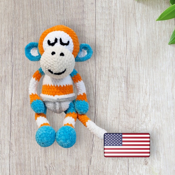 Monkey crochet pattern, Amigurumi tutorial PDF in English