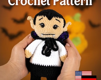 Dracula Crochet Pattern: Halloween Vampire Amigurumi (PDF Download, US & DE)
