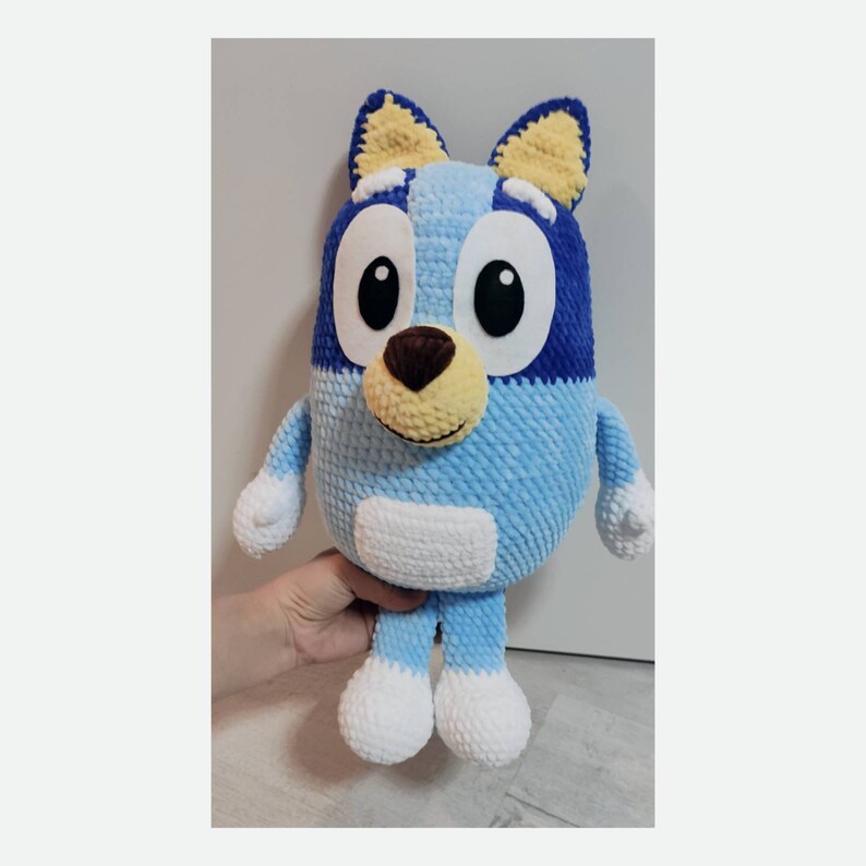 Bluey Stuffed Animal Blue Heeler Dog Plush Crochet Cartoon Etsy Israel