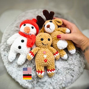 Christmas crochet pattern/ Amigurumi holiday gift/ Crochet deer / Snowman crochet/Gingerbread man pattern/crochet decor