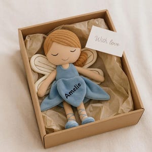 Personalisierte Fee Puppe mit individuellem Namen (32 cm) - Weiches Kuscheltier, Einzigartige Babyparty & Geburtstagsgeschenk