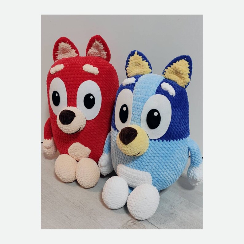 Bluey stuffed animal Blue Heeler dog plush crochet cartoon Etsy