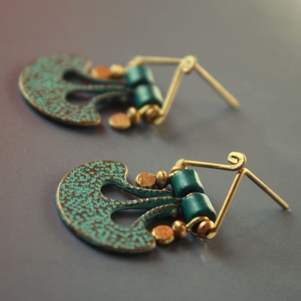 Persian tribal earrings for women Handmade turquoise boho earrings Turkish jewelry Gift for her