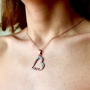 Turquoise Heart Pendant Necklace: Handmade Copper Jewelry Gift