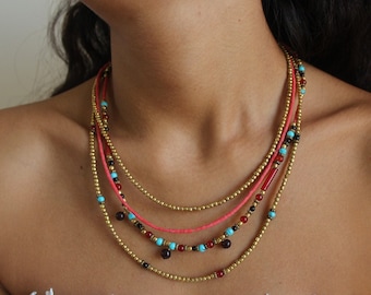 Collana di perline boho indiane multi fili Gioielli turchi