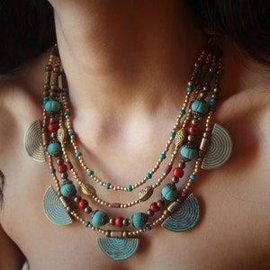indian boho bib necklace ethnic tibetan nepali women persian jewelry Handmade jewellery