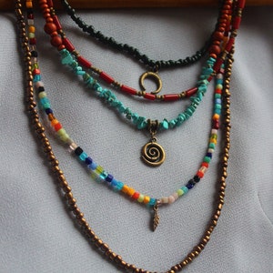 Ethnic Beaded Necklace for Women Boho Tribal Statement Long Bold Multi ...