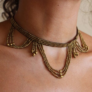 Indian gold choker necklace for women beaded statement jewelry