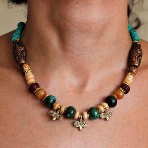 Tibetan nepali gemstone bead necklace Tribal ethnic jewelry for women