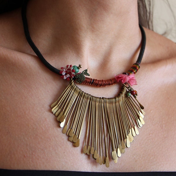 Tibetan bib necklace for women Tribal Nepali jewelry