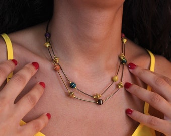 Collier de perles multi-brins pour femmes Bijoux uniques faits à la main Cadeau pour elle