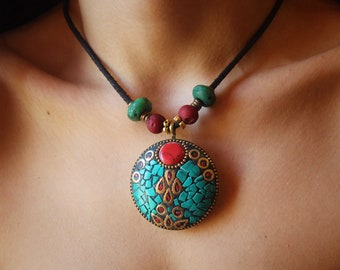 Collana Boho nepalese a mosaico, collana tibetana per donna, collana afghana di gioielli vintage indiani