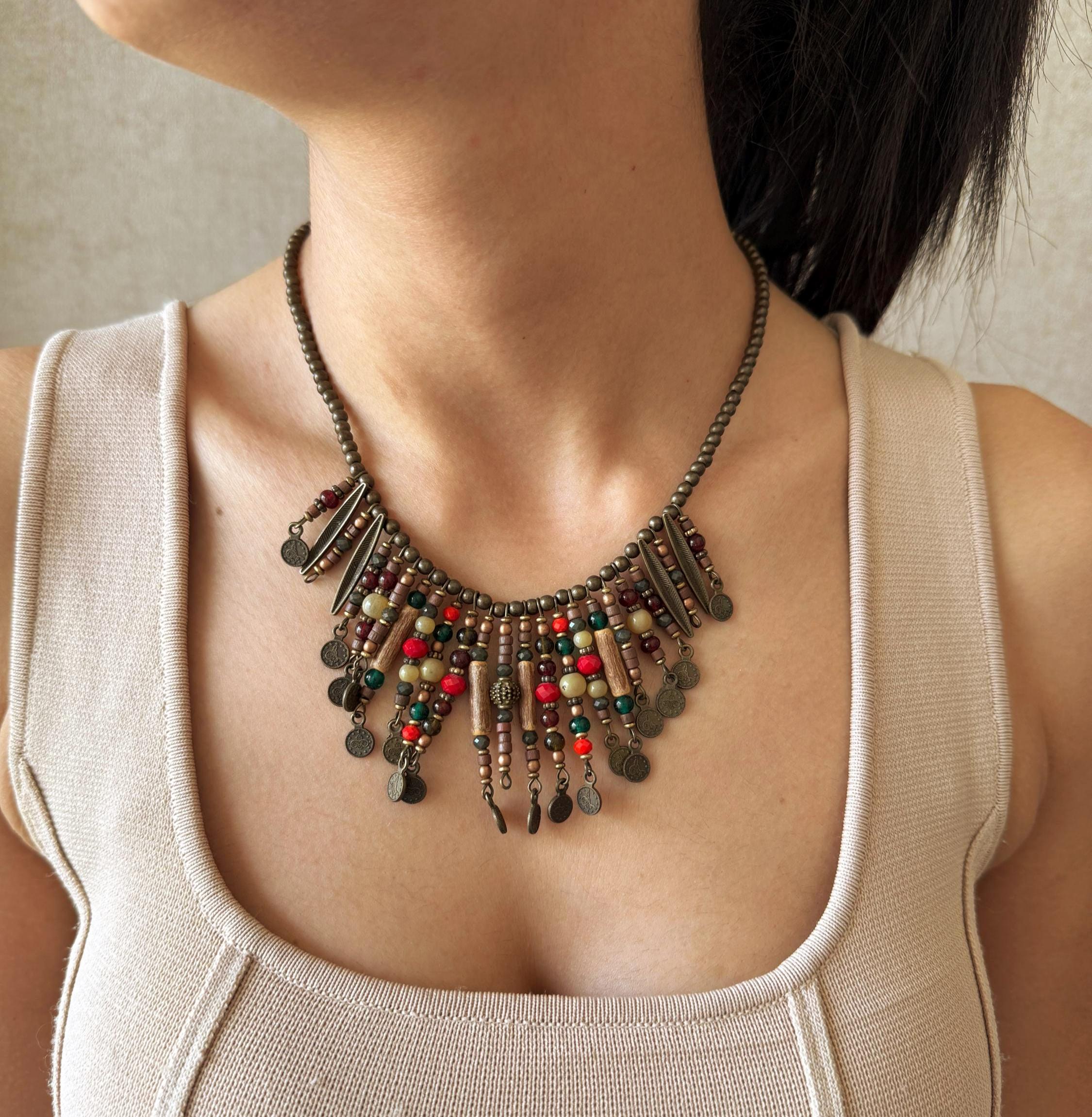 エスニックジュエリー！「トルクメニスタン天然石とSV細工」ネックレス エスニックジュエリー！「トルクメニスタン天然石とSV細工」