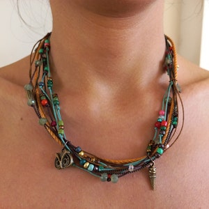 Handmade Turkish Beaded Necklace Bracelet Set: Boho Tribal Jewelry