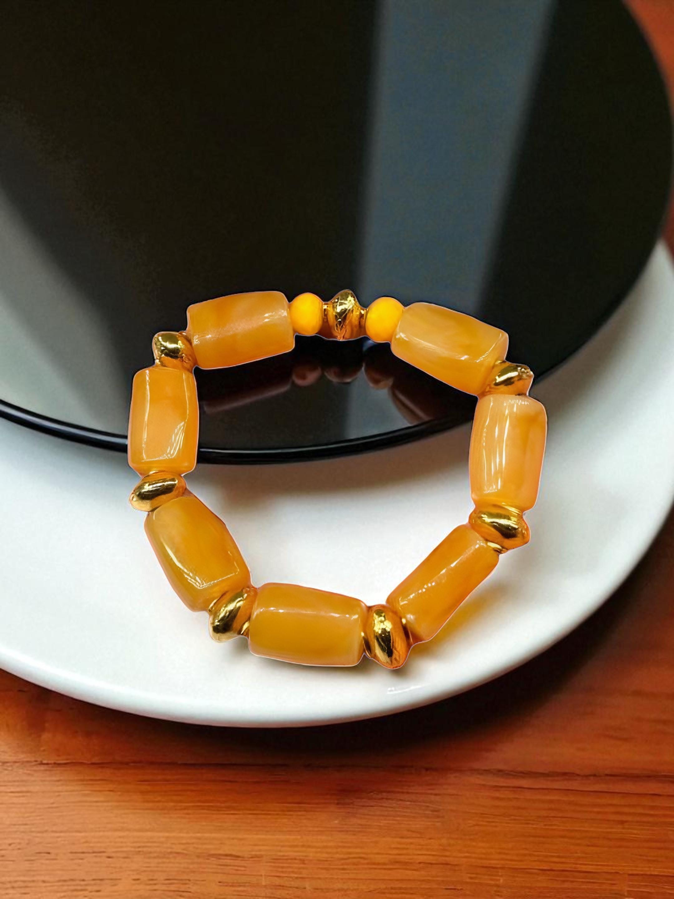 手作りボヘミアン風チャンキーアクリル伸縮性ビーズブレスレット