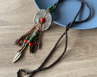 Collier Ethnique En Argent Sterling 925 - Turquoise Et Onyx - Fait Main En Inde - Neuf Sans Emballage