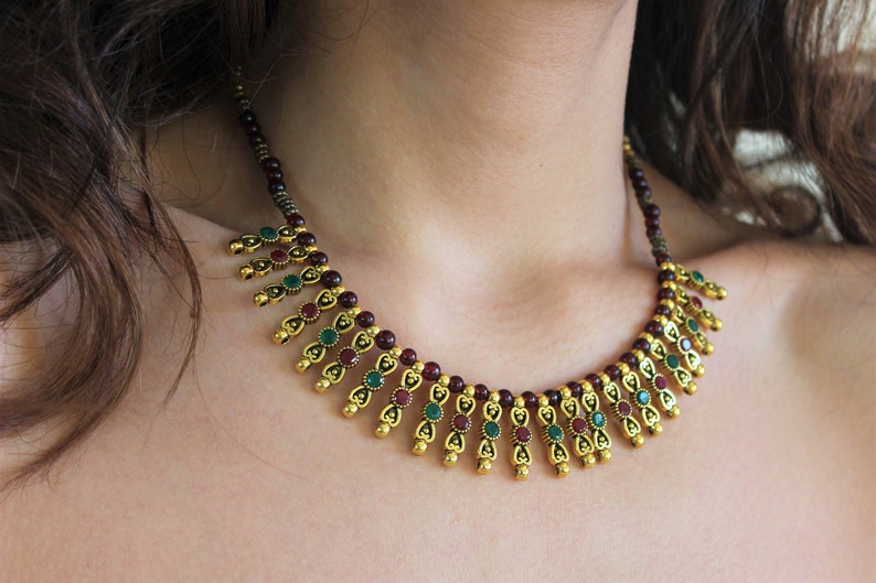 Indian Boho Bib Necklace Ethnic Statement Necklace for Women Etsy