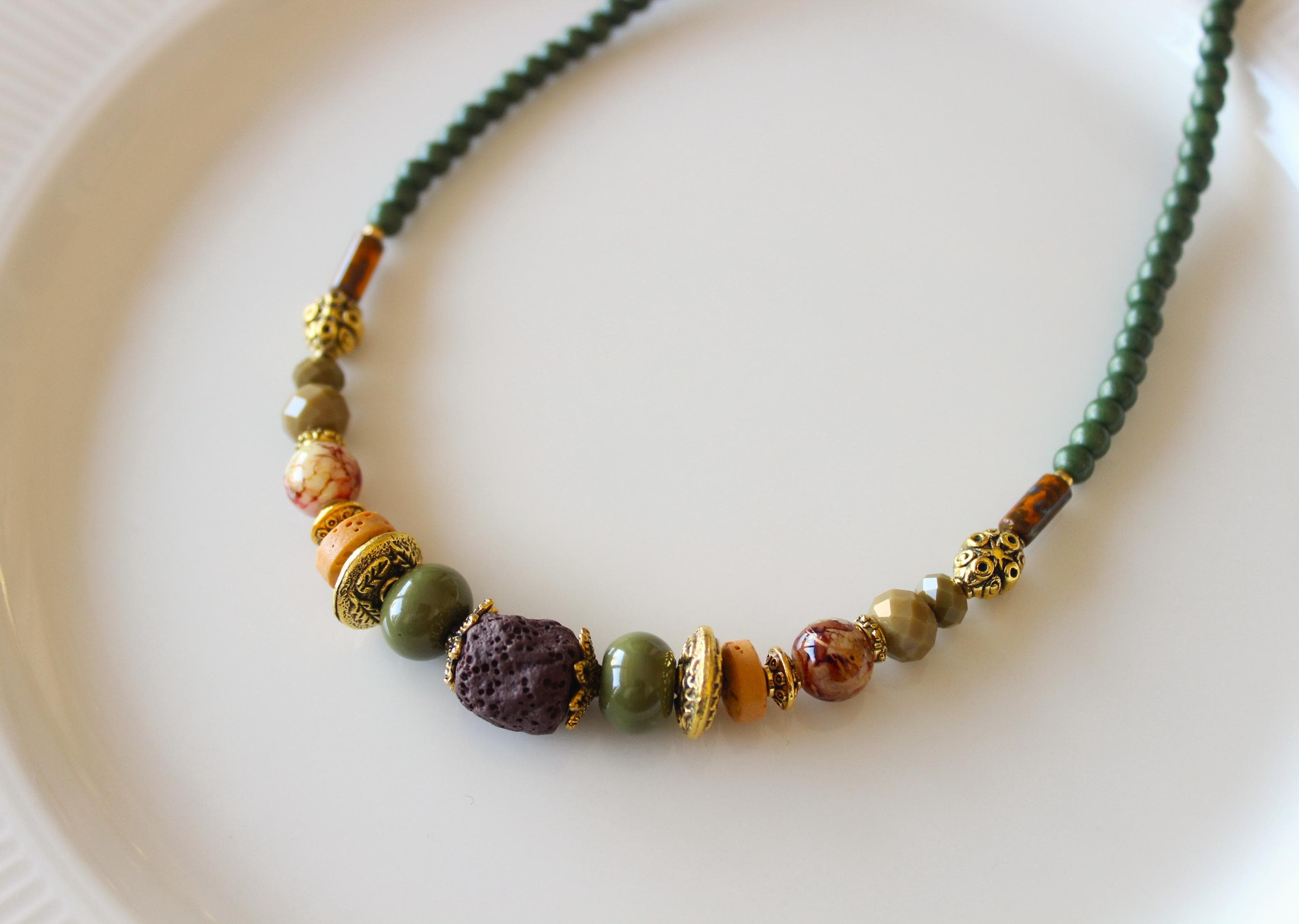 Collier Femme Style Aztèque/maya - Perles Pierre Bleue Bohème Vintage - Occasion