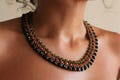 Indian Tribal Statement Necklace • Vintage Ethnic Brass Necklace • Tibetan Beaded Jewelry for Women
