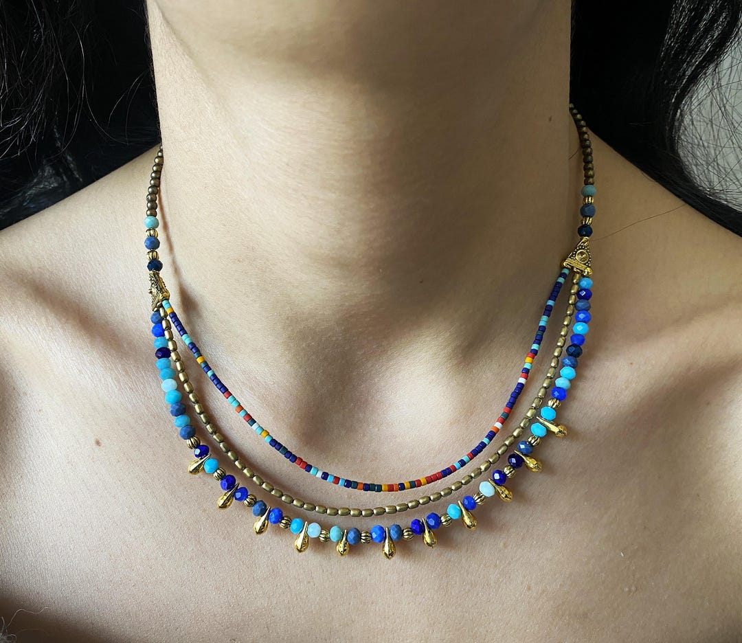 Handmade Layered Beaded Necklace – Boho Ethnic Necklace for Women
