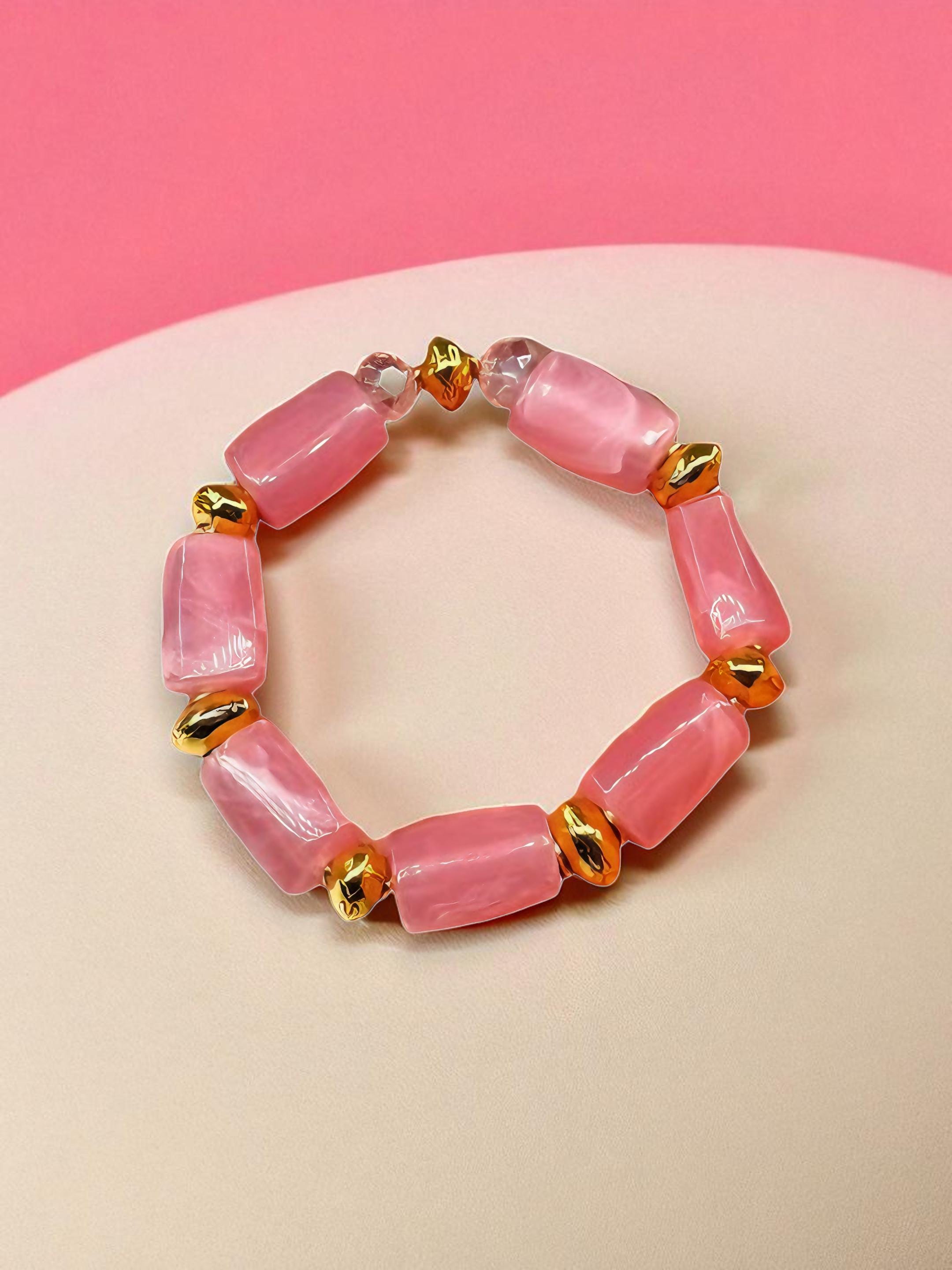 手作りボヘミアン風チャンキーアクリル伸縮性ビーズブレスレット