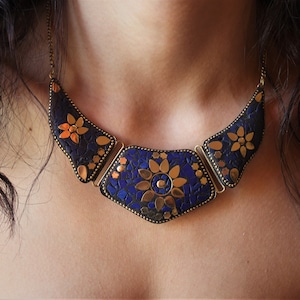 ethnic necklace for women tibetan mosaic necklace  antique necklace tribal statement necklace boho jewellery nepali jewelry
