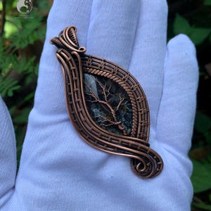 Chrysocolla Tree of Life Pendant: Copper Wire Wrapped Spiritual Necklace
