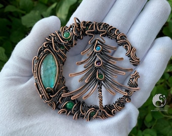 Labradorite Wire Wrapped Pendant | Handmade Copper Tree Jewelry | Nature Inspired Art Necklace | Boho Gemstone Gift for Her