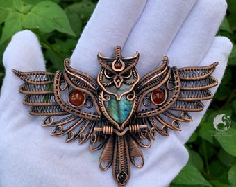 MERKABA • African BLOODSTONE Crystal • Copper Crystal Pendant Necklace