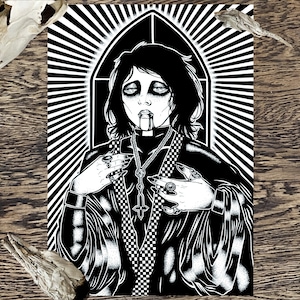 Forgive Me Wall Art Print - A4 Gothic Iconographic Alternative Home Decor - Catholic Horror Art