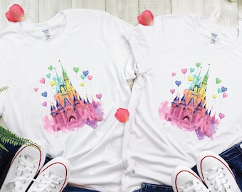 Disney Watercolor Castle Shirt, Family Vacation Tee