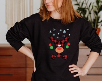 Xmas Shirt for Womens Merry Christmas Turtleneck Pocket Snowflake Moose Print Wool Sweater Knit Pullover Sweatshirt Top 
