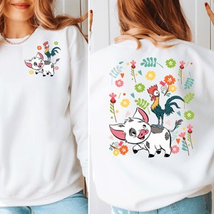 Moana Pua & Hei Hei Sweatshirt, Floral Disney Sweater1053