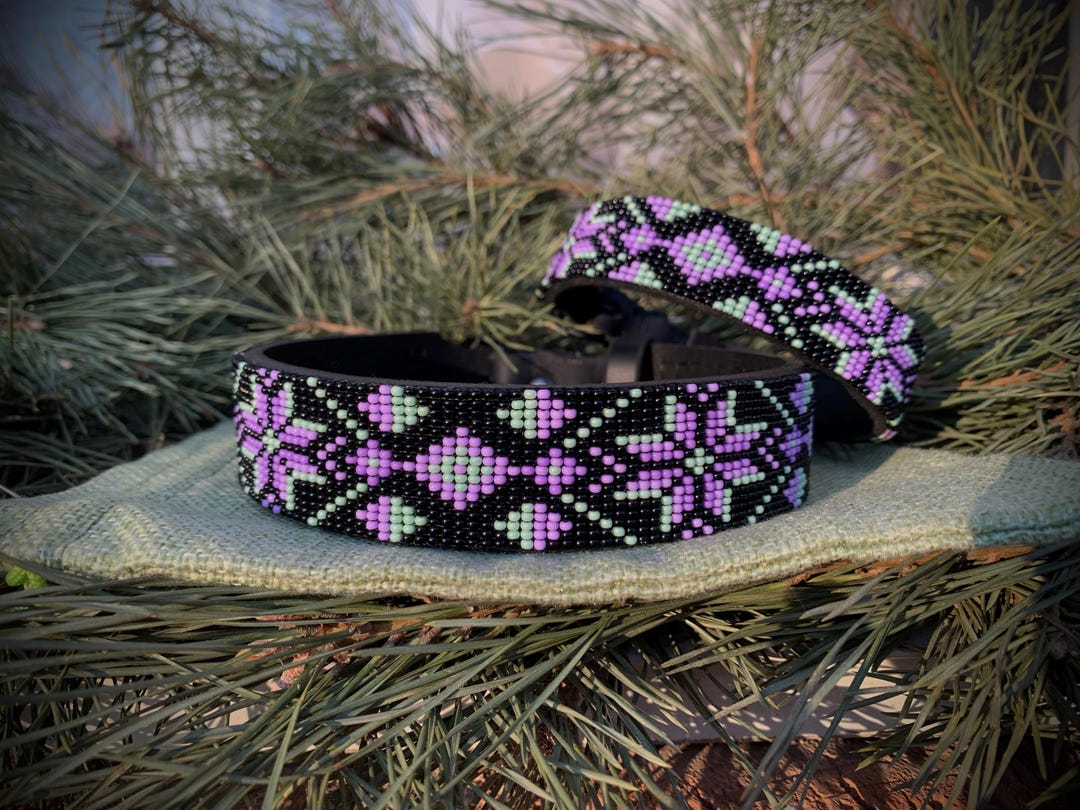 Beaded Leather Dog Collar Unique Dog Collar Dog Collar for Boy Dog ...