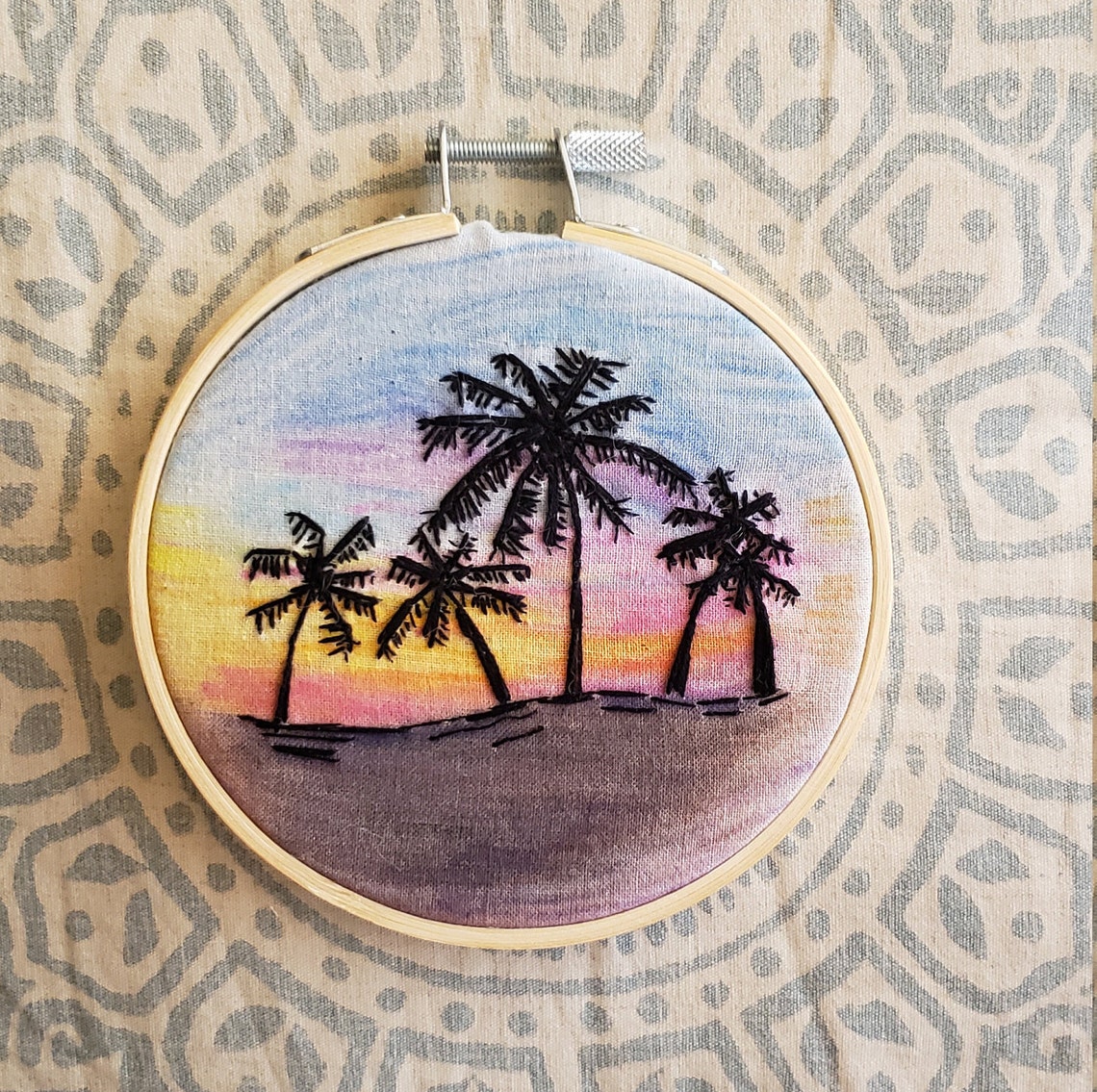 Palm Tree Embroidery Beach Embroidery Tropical Decor LA Etsy