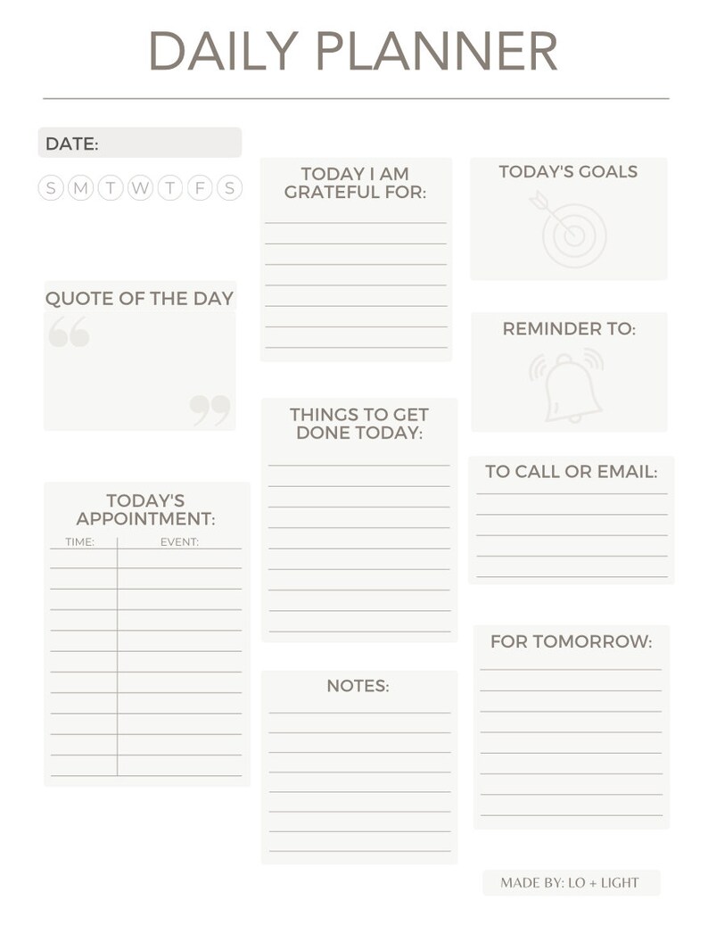 Daily Planner Printable Etsy