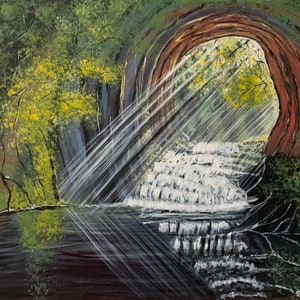 Sunrays  waterfall cave