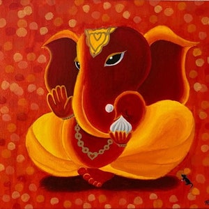 Lord Ganesha Painting, original Ganesha Painting on Canvas, Ganeaha wall Art, Lord Ganesha Acrylic Art