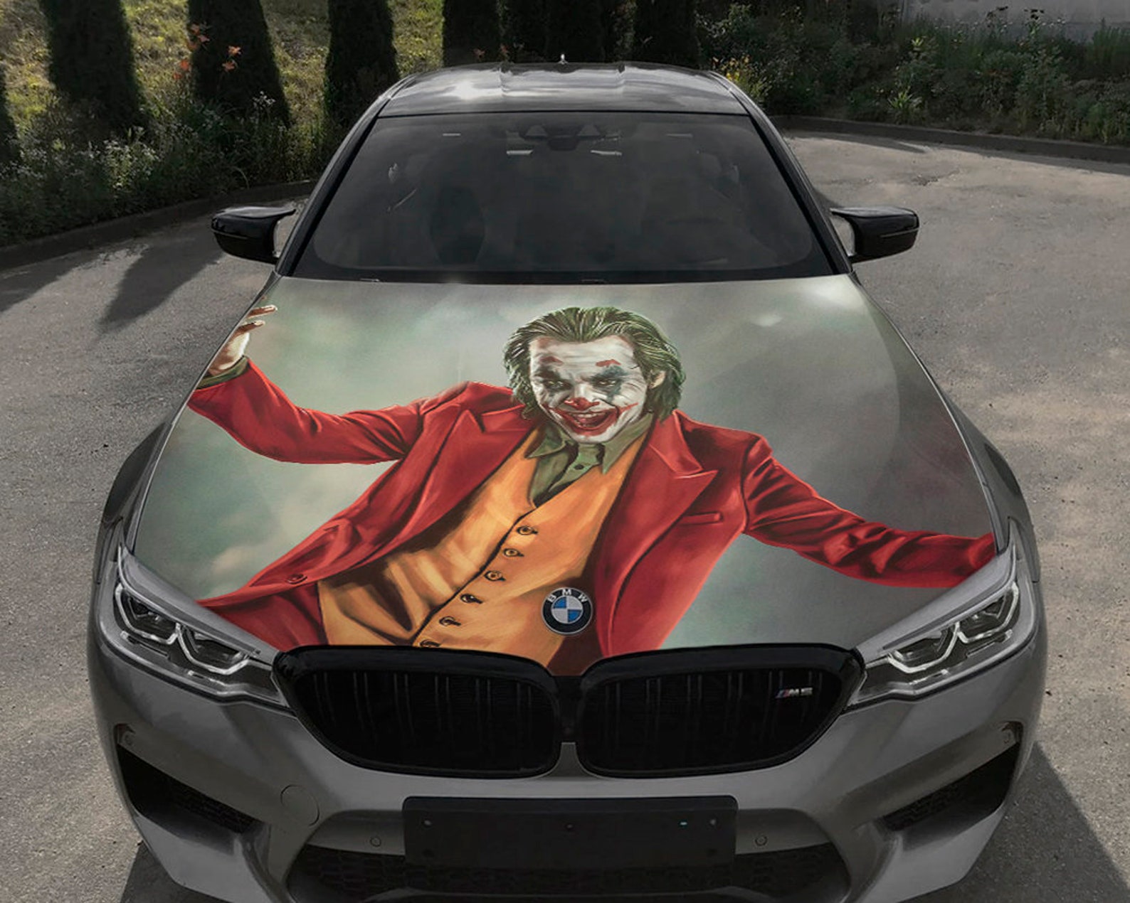 The Joker Car Hood Wrap Selfadhesive Vinyl Sticker Full Color Etsy