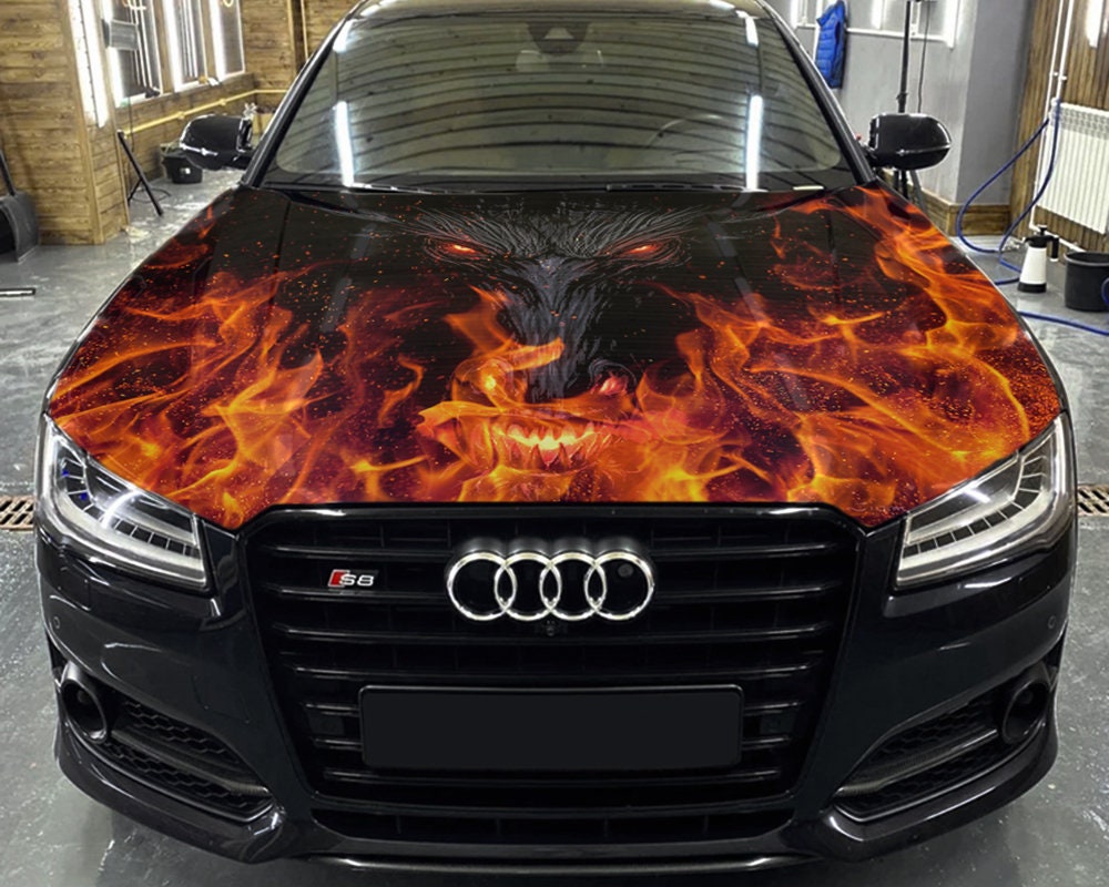Dragon in Fire Car Hood Wrap Self-adhesive Vinyl Sticker Full | Etsy
