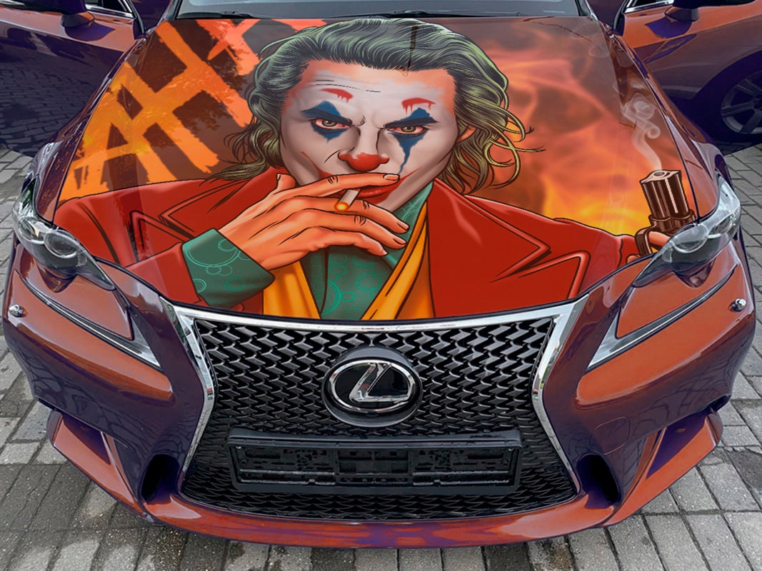The Joker Car Hood Wrap Selfadhesive Vinyl Sticker Full Color Etsy