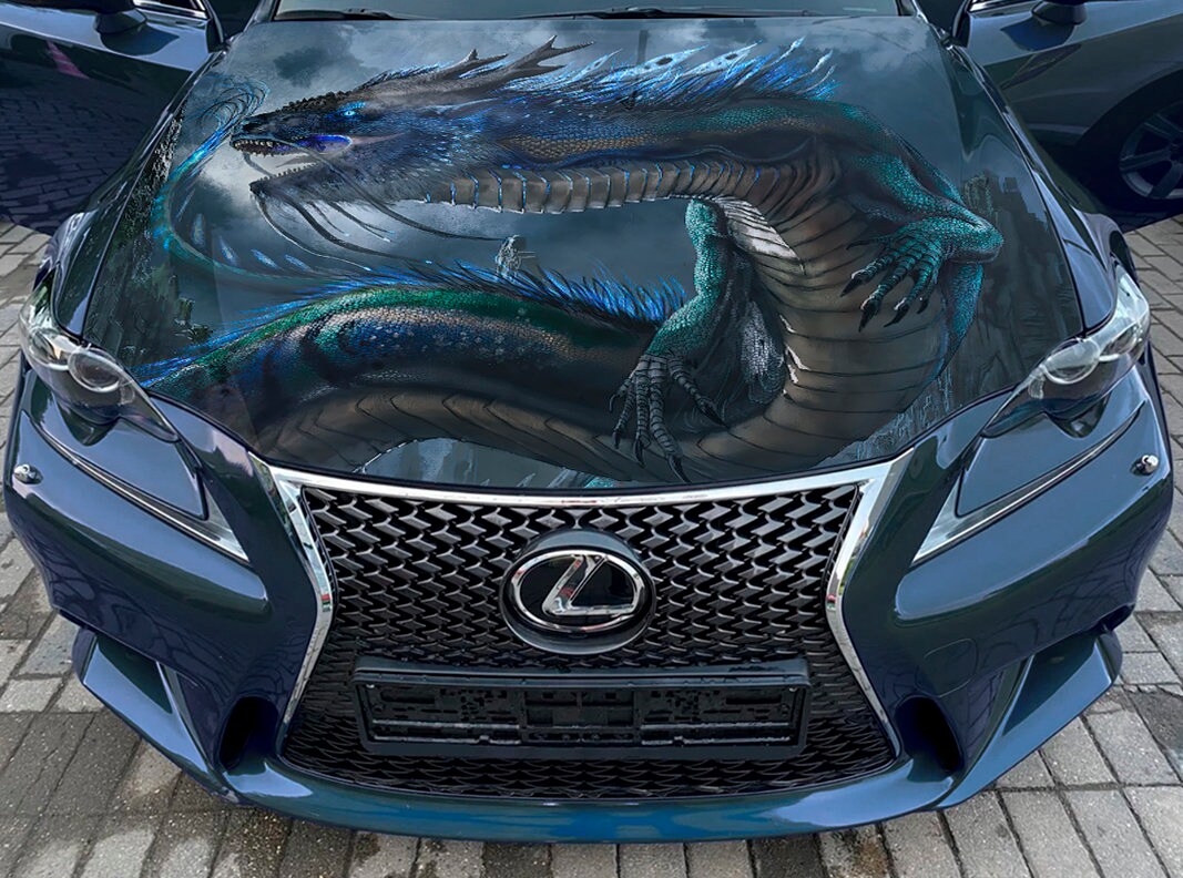Dragon Car Hood Wrap Selfadhesive Vinyl Sticker Full Color Etsy