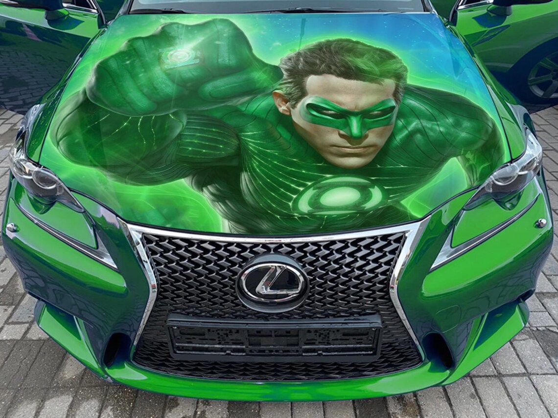 Green Latern Car Hood Wrap Selfadhesive Vinyl Sticker Full Etsy