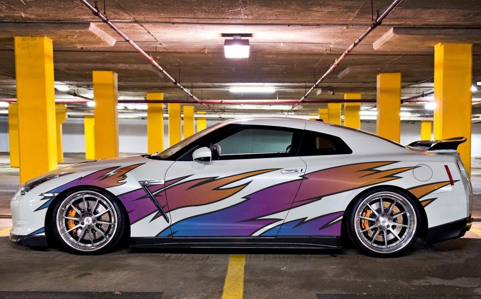 Flames Car Side Wrap Vinyl Sticker Fiery Rugged Stripes Custom Etsy